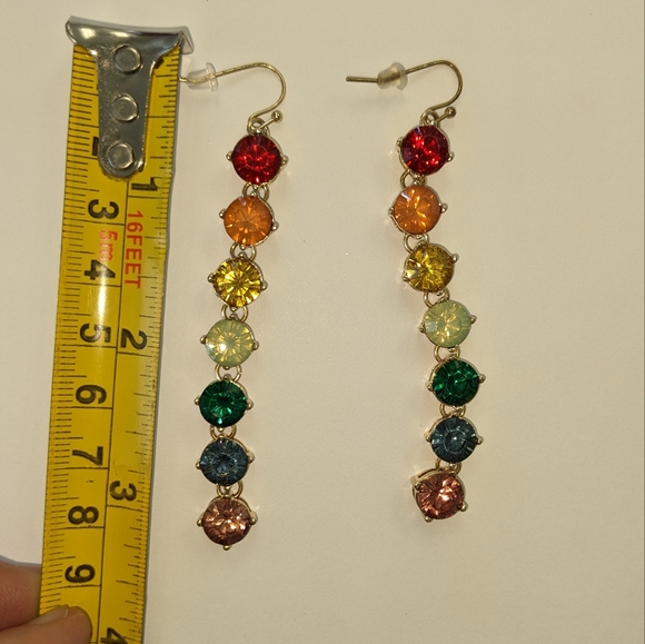 NWOT RAINBOW CRYSTAL DROP EARRINGS - Picture 4 of 4